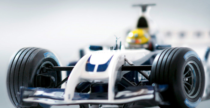 Formula 1 racing car - parts of it are made out of carbon fibers