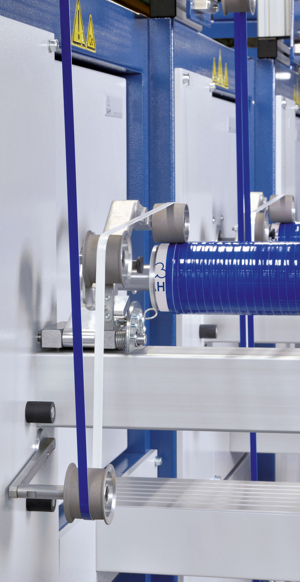 [Translate to 01 - Deutsch:] SAHM winding machine - model SAHM 460Xe Series - direct feeding of the winding material onto the traversing spindle