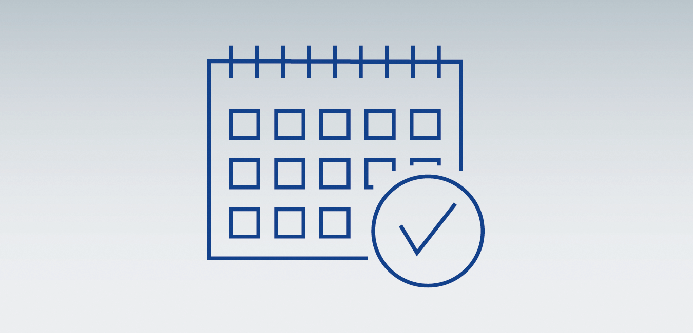 Icon, welches einen Terminplaner zeigt - als grafishce Darstellung des Themas "Geplante Instandhaltung/Wartungsverträge - Verfügbarkeit planen"