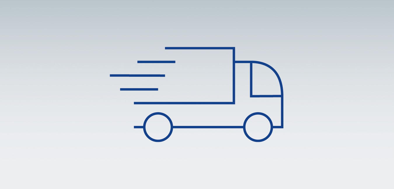 Icon Lkw Icon, welches einen LKW zeigt, als grafische Darstellung des Themas "Vor-Ort-Service - Schnell bei Ihnen"